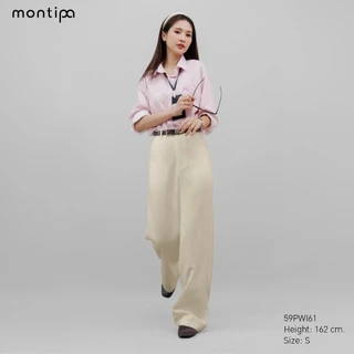 Montipa กางเกงทรงกระบอก ซิปหน้า แต่งกระเป๋าหลัง ผ้า Iron Free 59PWI61