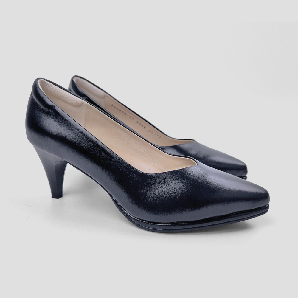 ST.JAMES รองเท้าหนังแท้/รองเท้าคัทชู หัวแหลม ส้น 6.5 CM รุ่น ROME สี BLACK | รองเท้า ผู้หญิง ราคา ถูกที่สุด ดีลบีเคเค