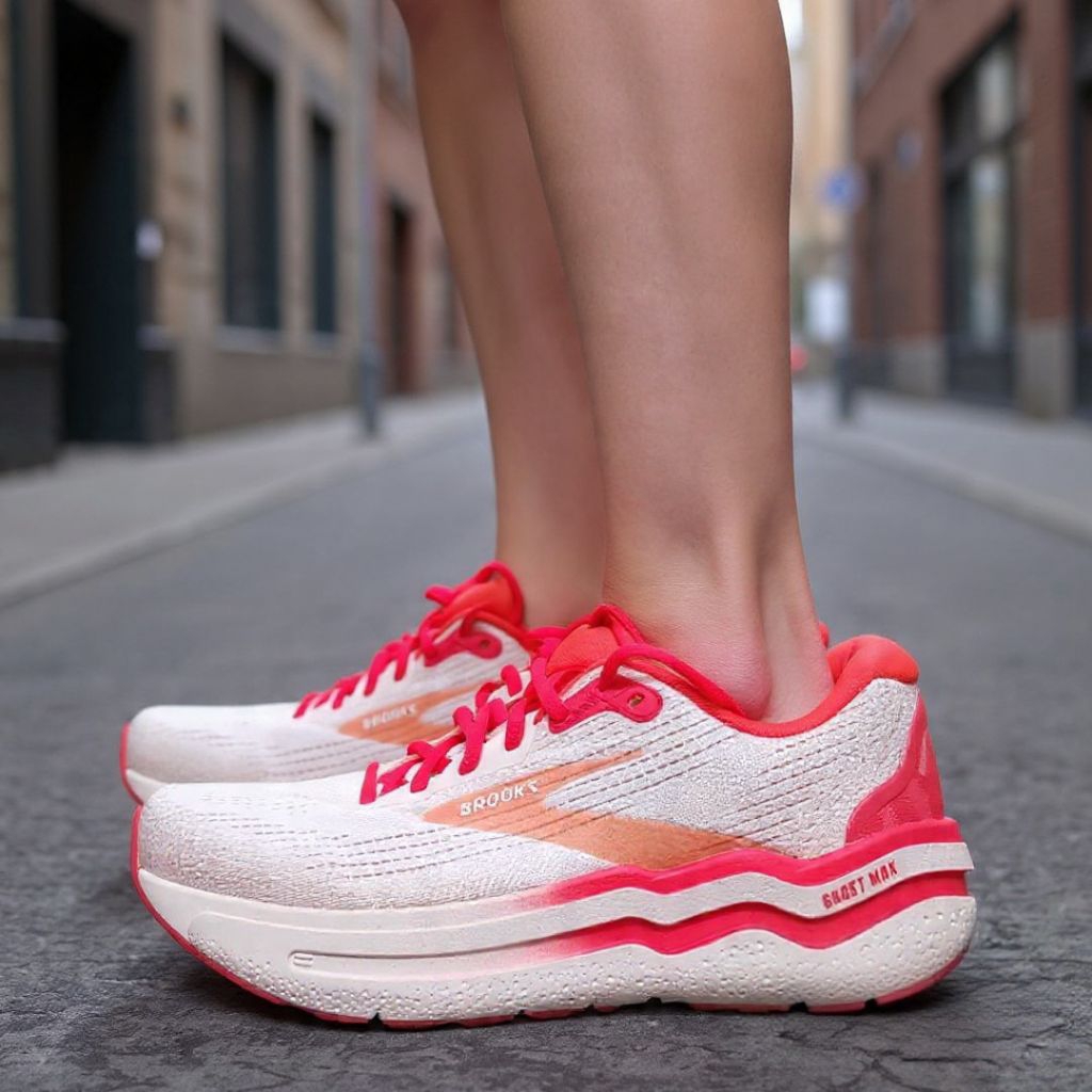BROOKS Ghost Max 2 White Peach Coral🍑 มือสองของแท้💯ไซส์ Us9.5 Eu41 26.5cm รองเท้าวิ่งมือสอง รองเท้าว