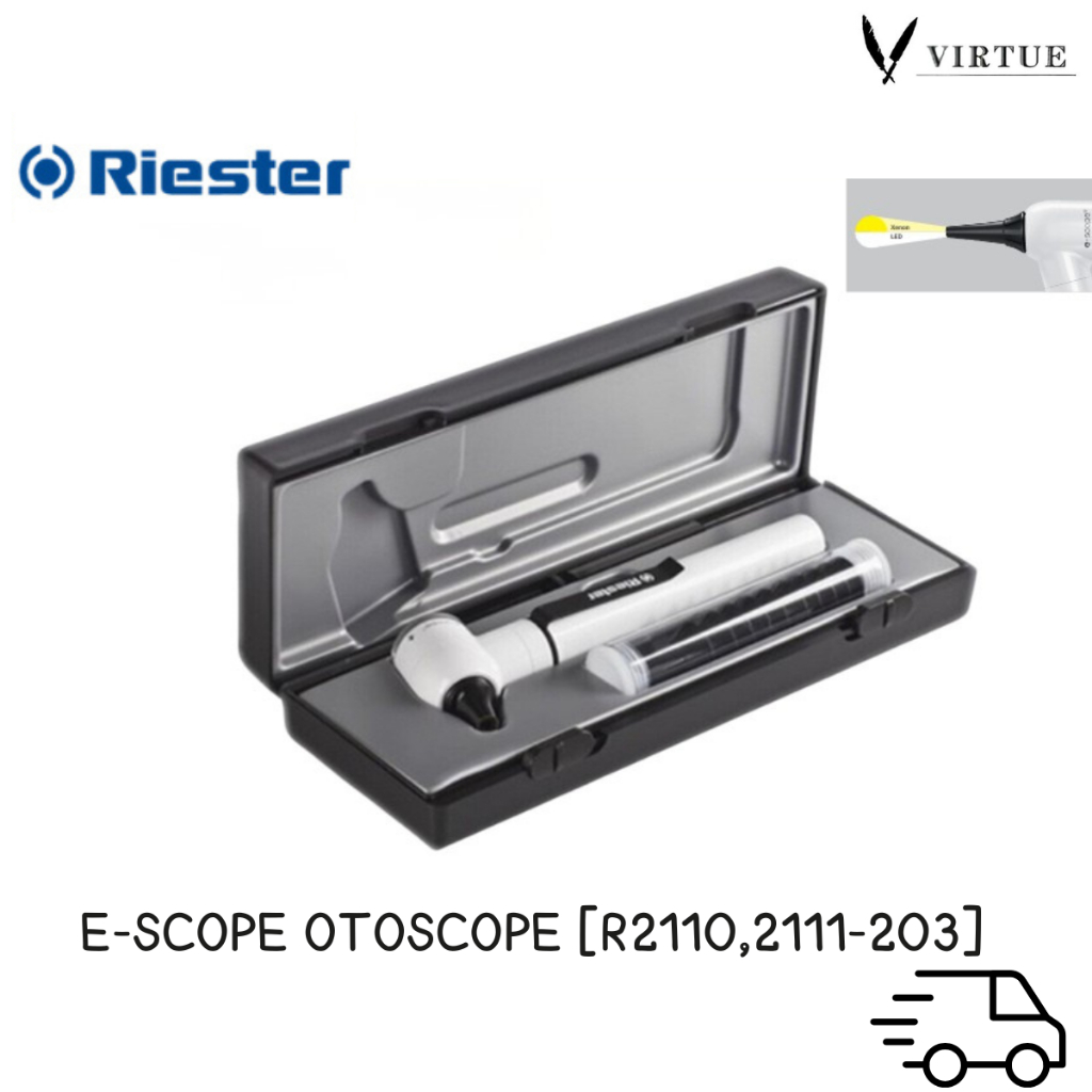 Riester ชุดอุปกรณ์สำหรับส่องตรวจหู แบบพกพา  (R2110,2111-203) รุ่น e-scope F.O. Otoscope, LED3.7V [รั
