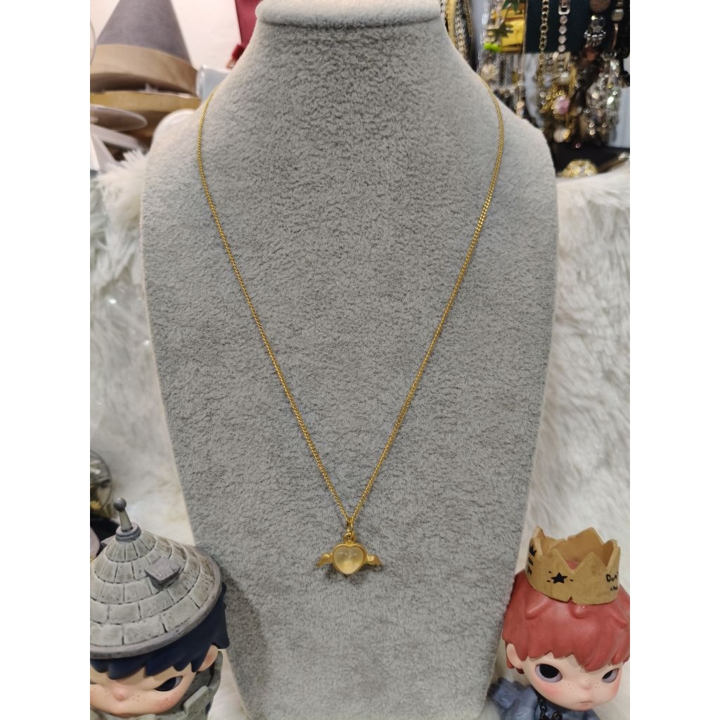 สร้อยคอพร้อมจี้หัวใจมีปีก 18KGP ✨งานตู้ญี่ปุ่นมือสอง