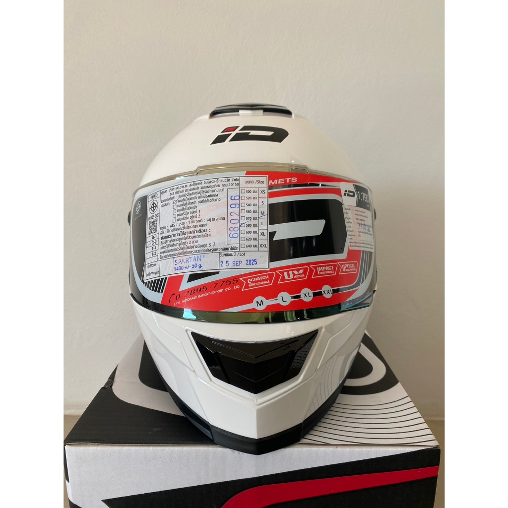 หมวกกันน็อคเต็มใบ รุ่น ID SPARTAN สีขาว หมวกกันน็อคมอเตอร์ไซค์