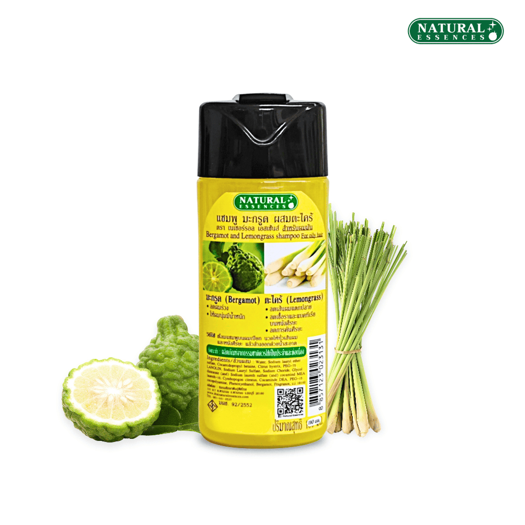 แชมพูสมุนไพร แชมพูแก้ผมร่วง แชมพูมะกรูดผสมตะไคร้ 110 มล. Natural Essences