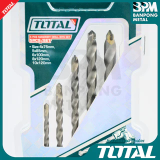 TOTAL ชุด ดอกสว่าน เจาะปูน เหล็กเหนียว 4-10 mm. 5 ชิ้น (ก้านดอกกลมเรียบ)