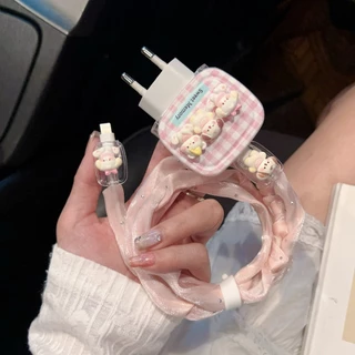 ชุดถนอมสายชาร์จ ลาย หมา3ตัว ชุดตกเเต่งสายชาร์จ สำหรับ ไอโฟน 18w/20w/35w