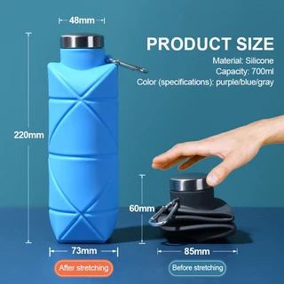 พรอมจัดส่ง 700ml ขวดน้ำกีฬาซิลิโคน พับง่ายต่อการดื่มกีฬาท่องเที่ยวน้ําหนักเบา
