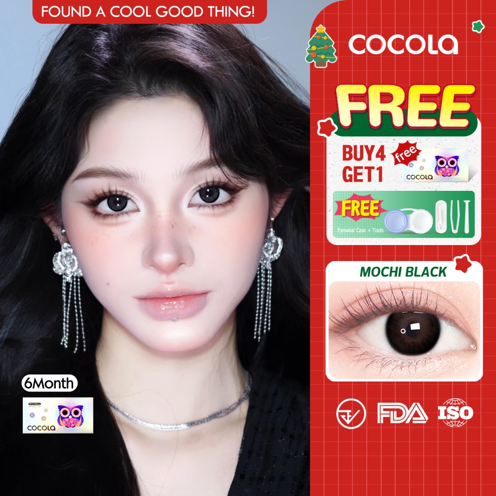 【New Year】COCOLA คอนแทคเลนส์ Rainy Night Black / Gray (Kitty Kawaii) ขนาดมินิ DIA 14.2-14.5mm 💦 ลายฮ