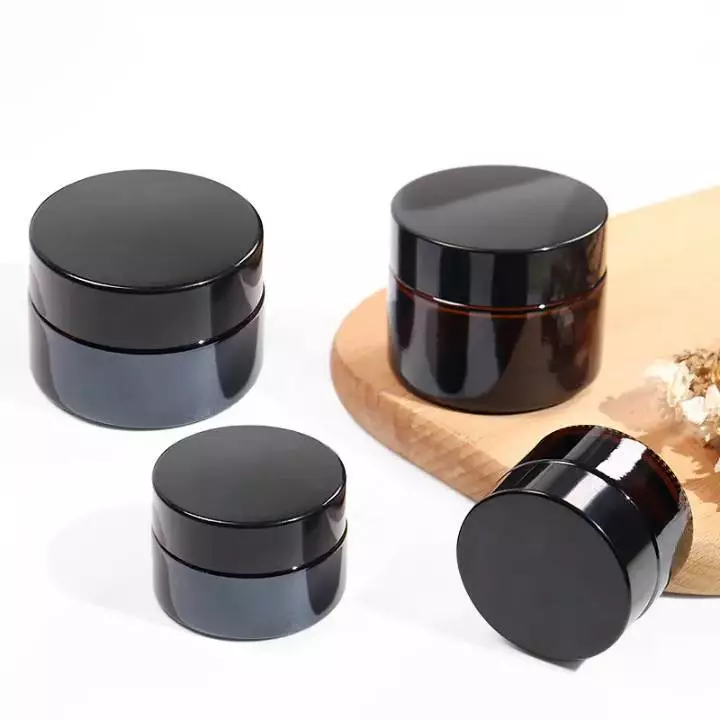 [COSS] กระปุกครีมแก้วสีดำ พร้อมฝาหลากสีขนาด 20g 30g 50g สำหรับบรรจุสกินแคร์และเครื่องสำอาง ราคาถูก พร้อมส่ง