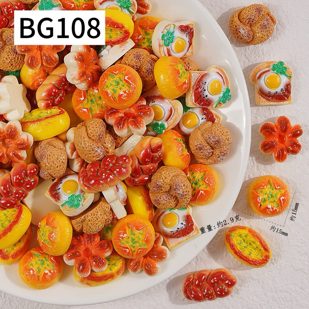 ( จำนวน 50 ชิ้น )อาหารและของเล่นจำลองขนมปังขนาดเล็ก อาหารจิ๋วและของเล่น ของประดับตกแต่งขนาดเล็ก เรซิ่น DIY เครื่องประดับ - รูปที่ 7