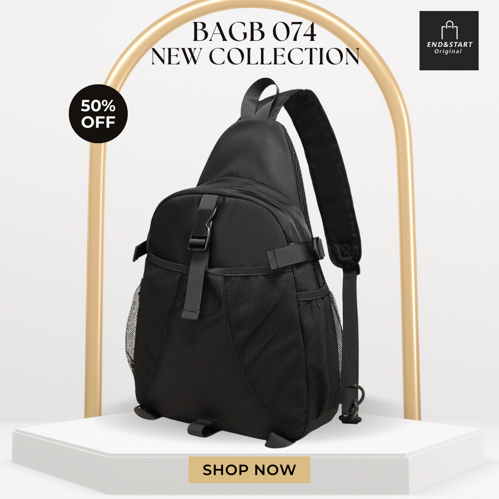 BAGB074 END&START กระเป๋าสะพายข้าง ทรงสปอร์ต Crossbody หยดน้ำ ไนลอนเบา หลายช่อง ใส่แท็บเล็ต 13 นิ้ว