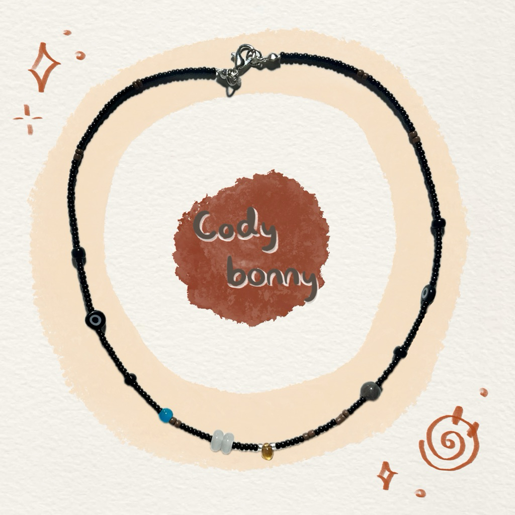 สร้อยคอลูกปัด Raw Black🖤🪨 |Necklace