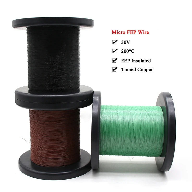 FEP Wire Ultra Fine Micro Litz Wire 26AWG PTFE Plastic High Conductivity Copper Cable ถักสายหูฟัง