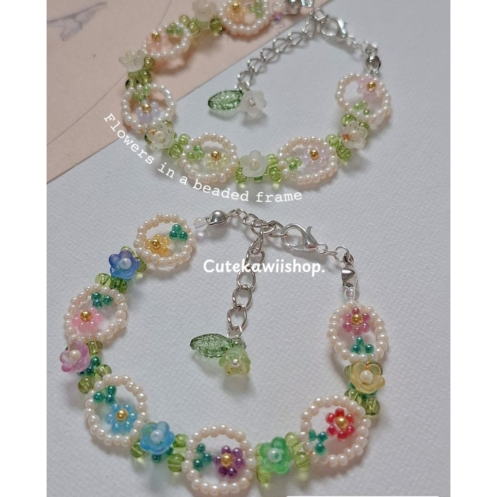 กำไลลูกปัดcutekawiishop.กรอบดอกไม้