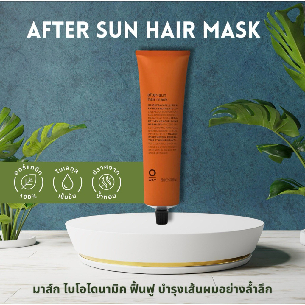 TREATMENT MASK OWAY AFTER SUN HAIR MASK ORGANIC BIODINAMIC ช่วยฟื้นฟู บำรุงเส้นผมอย่างล้ำลึก