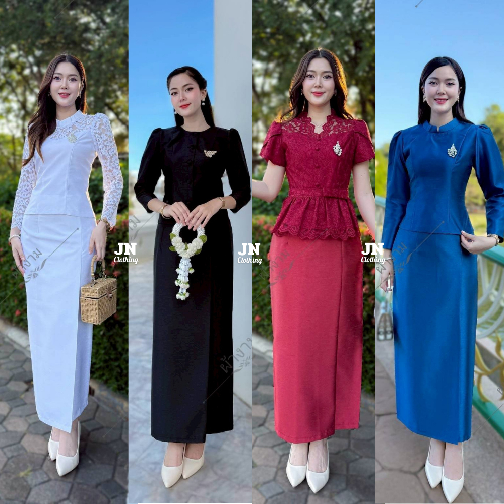 ผ้าถุงสำเร็จ ผ้าไหมสี่เส้น ผ้าถุงสำเร็จแบบป้ายซิปหลัง มี SIZE S-3XL อัดกาว สวยมาก