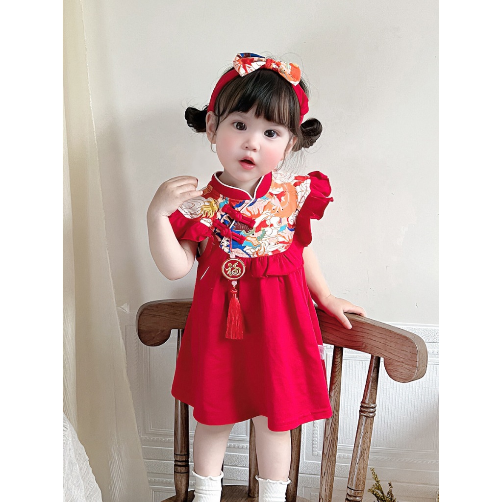 MiniQueen ชุดกี่เพ้าเด็ก ชุดเดรสเด็กอ่อน ชุดเดรสเด็กผู้หญิง รุ่น Chinese (DRS00058) - รูปที่ 2