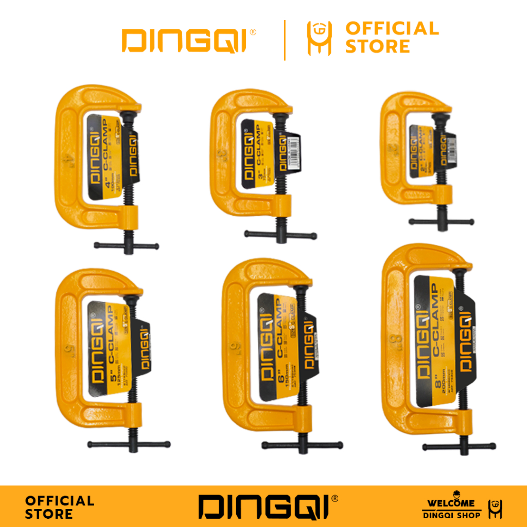 DINGQI C-clamp ซีแคลมป์จับชิ้นงาน ปากกาตัวซี ปากกาจับชิ้นงาน ขนาด 2/3/4/5/6/8 นิ้ว รุ่น 75302-8