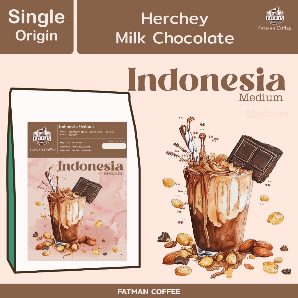เมล็ดกาแฟคั่วกลาง Indonesia Medium