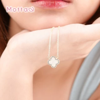 Motta Lucky Blooms Online Exclusive สร้อยคอชุบทองคำขาว ใบโคลเวอร์ ดีไซน์สวยหรู สไตล์แฟชั่น