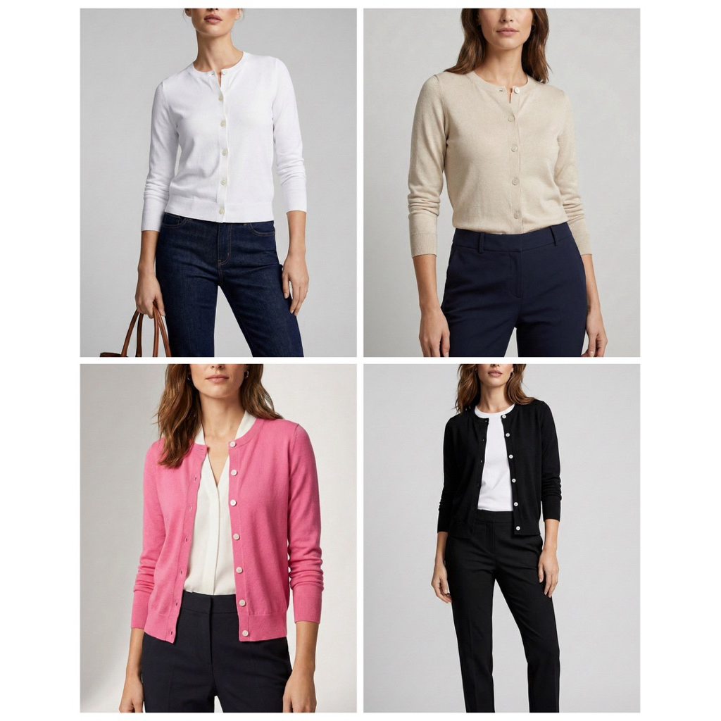 ANN TAYLOR เสื้อคาร์ดิแกนเนื้อนุ่ม ใส่คลุมทำงาน คอกลม CARDIGAN (C2001)