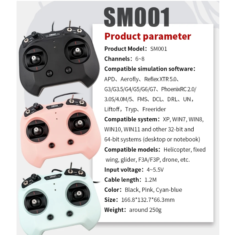 [รีโมท SIM] FLYSKY FS-SM001 6CH 8CH Simulator For APD Aerofly Reflex Liffoff , Phoniex ฯลฯ รีโมทสำหรับฝึกบินในคอมพิวเตอร
