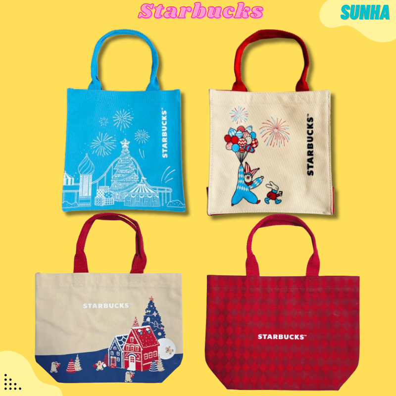 🔥Sale🔥กระเป๋า ผ้าลดโลกร้อน สตาร์บัคส์ ของแท้ 100% Starbucks Holidays Bag