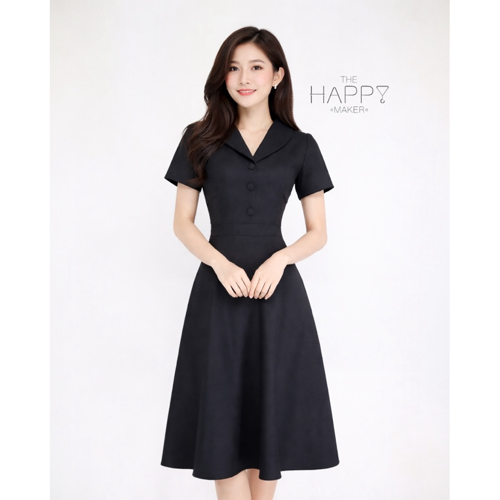 [แบรนด์ไทย] เดรสผ้าฝ้ายราชวัตรทรงย้วย คอปกกล้วยหอม สวยเพรียว ใครใส่ก็สวย