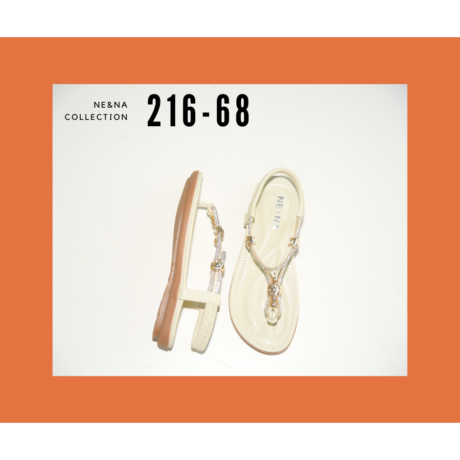 รองเท้าเเฟชั่นผู้หญิงเเบบเเตะส้นเเบนสายรัดส้นเท้า No. 216-68 NE&NA Collection Shoes