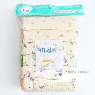 Little Home Baby ผ้าอ้อมพิมพ์ลาย จากฝ้ายมัสลินธรรมชาติ 100% ขนาด 28x28 นิ้ว แพ็ค 6 ผืน