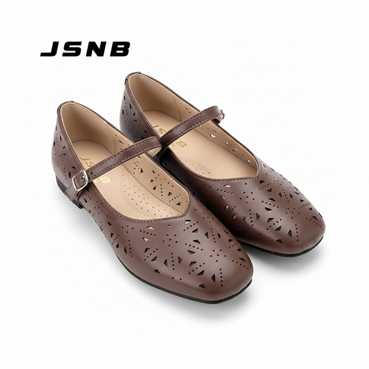 JSNB [New 2026]รองเท้าแมรี่เจน ฉลุลายวินเทจ สไตล์เกาหลี หนังนุ่ม ใส่สบาย ระบายอากาศดี รุ่นใหม่ล่าสุด พร้อมส่ง [LN890]
