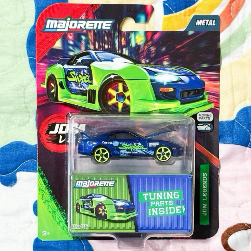 โมเดลรถเหล็ก มาจอเร็ตต์ Majorette แพ็ค Tune Up JDM LEGENDS - Toyota Supra JZA80 สีน้ำเงิน แต่งลาย พร