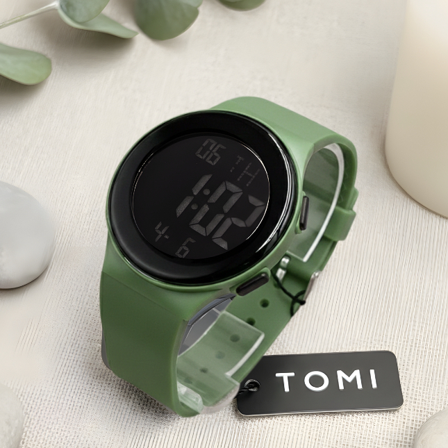 TOMI#TM-02 นาฬิกาข้อมือดิจิตอล จับเวลา ตั้งปลุก ตั้งเตือนได้ หน้าปัด40มิล กันน้ำได้ ตั้งเวลาให้