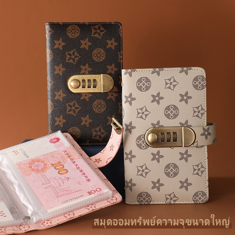 สมุดออมเงิน แบบรหัสล็อก ปกหนัง PU กันน้ำ ปลอดภัย ใช้งานซ้ำได้ มีสินค้าพร้อมส่งในไทย