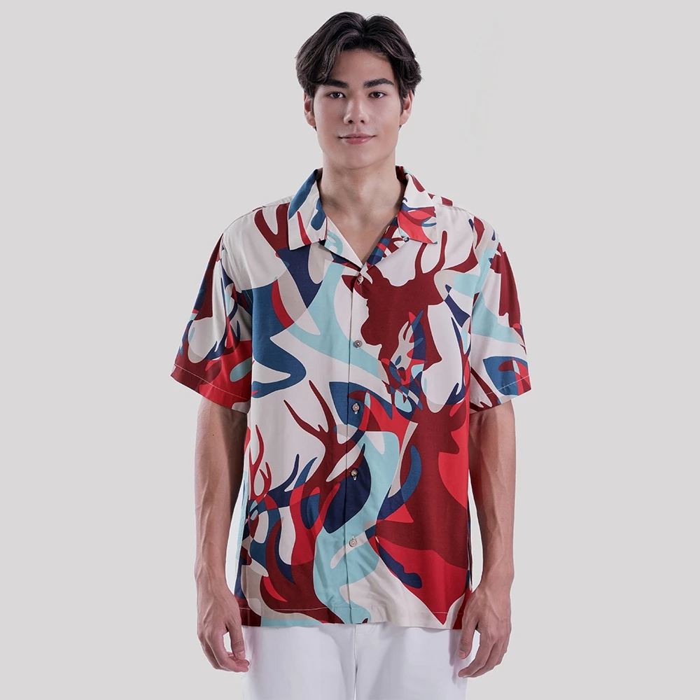 John Henry เสื้อเชิ้ตผู้ชายแขนสั้น ทรงใส่สบาย รุ่น JH F625MSSRL01 - สีเบจ