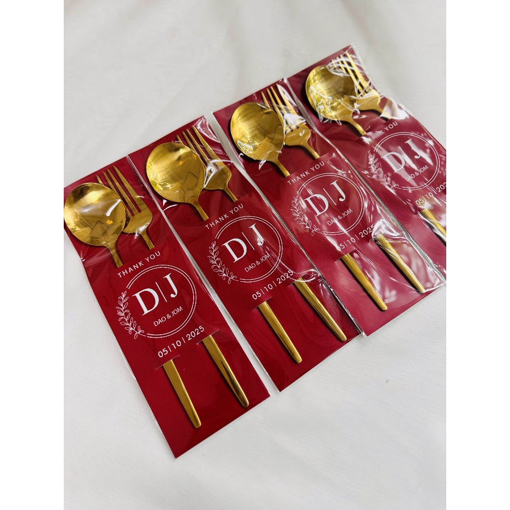 ของชำร่วย  ช้อนส้อมเกาหลี ทานอาหาร ยาว 21 ซม. สีทอง แบบหนา งานแต่งงาน งานบวช งานเกษียณ ของขวัญปีใหม่ ของแจก ของที่ระลึก