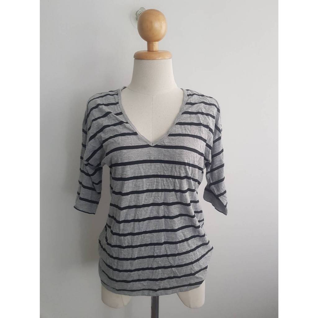 เสื้้อยืดคอตตอนคอวี Zara TRF L 40/26