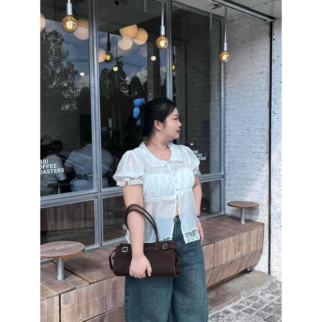 Benzbunny- รุ่น Crystal Puff (อก32-46“) สาวอวบ แต่งกระดุมเพชรชายลูกไม้ #2138 - รูปที่ 4