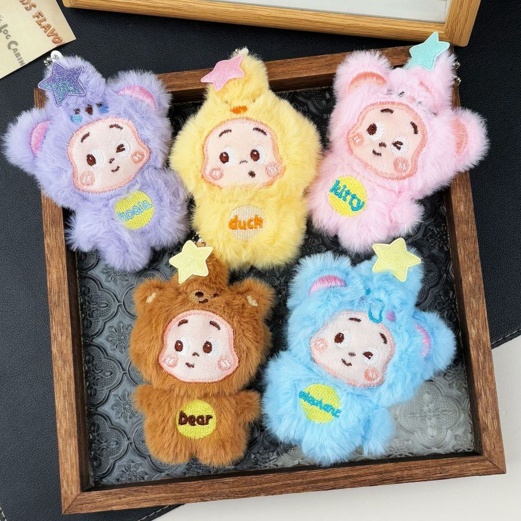 สร้างสรรค์บุคคลดาว Plush เติมสัตว์พวงกุญแจสาวหัวใจกระเป๋าเป้สะพายหลังแขวนตกแต่ง