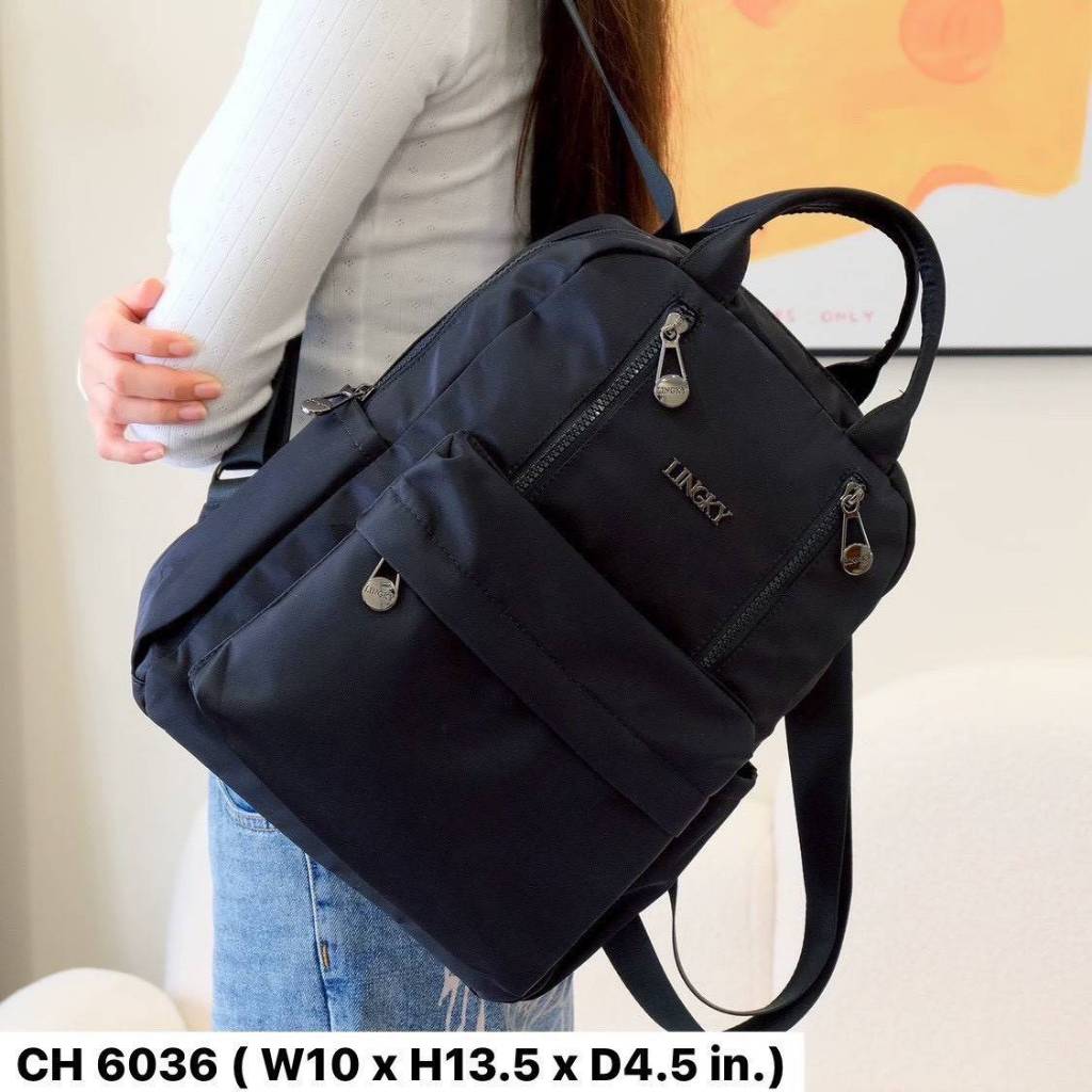 กระเป๋าเป้สะพายหลัง ผ้าไนล่อนอย่างดี ขนาด 10 นิ้ว มีทั้งหมด 5 ซิป+ 2 ช่องด้านข้าง สีน่ารักมาก CH6036