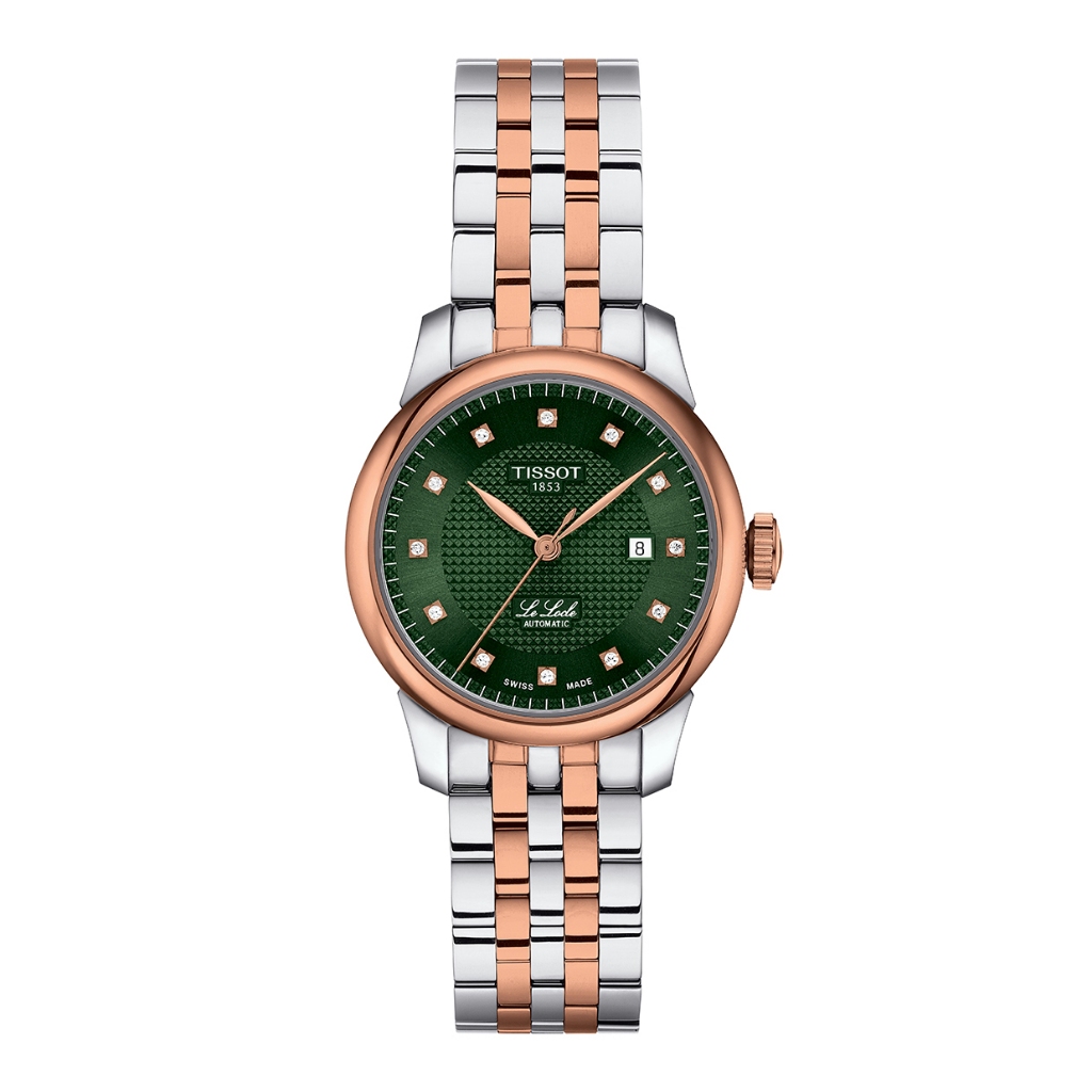 Tissot Le Locle 29mm ทิสโซต์ เลอ โลค ออโตเมติค สีเขียว  เทา ทองคำสีชมพู T0062072209600 นาฬิกาผู้หญิง