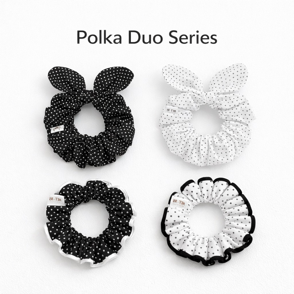 ยางรัดผม •BK-TIN HANDMADE• Polka Duo Series ⚪️⚫️