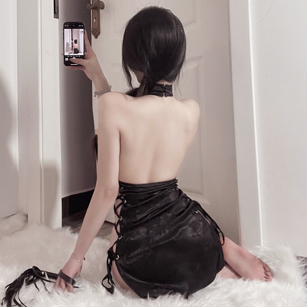 Sexy Garden ชุดนอนเซ็กซี่ลูกไม้บน Hollow Out มุมมองชุดนอนแยกสูงกระโปรงเซ็กซี่ - รูปที่ 3