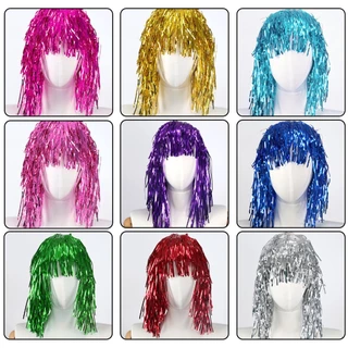 วิกผมฟอยล์ วิกปาร์ตี้ Metallic Tinsel Wig ทำจากวัสดุ PET ปรับความยาวได้ ตัดแต่งทรงได้เอง พร้อมส่ง