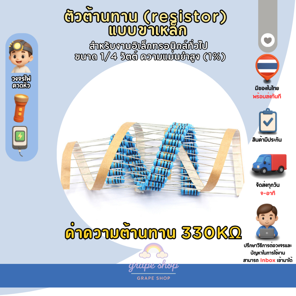 ตัวต้านทาน 330kΩ (Resistor 330K Ohm)