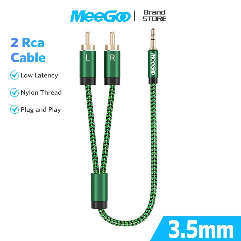 MEEGOO สายแจ็ค AUX  3.5 มม. สายสัญญาณเสียง 2 หัวสําหรับลําโพงในรถยนต์ โทรศัพท์มือถือ หูฟัง  MP3 ฯลฯ