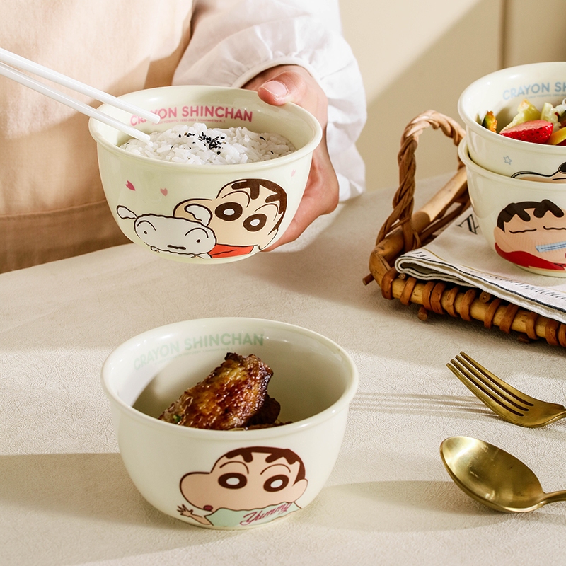 【ลิขสิทธิ์แท้】Crayon Shinchan ชามข้าว 4.7 นิ้ว 400ml | ชามเซรามิคสีครีม ลายน่ารัก 4 ลายให้เลือก ใช้ได้ทุกวัน - รูปที่ 3