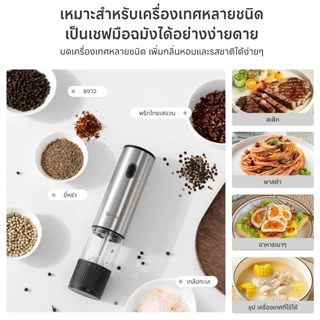 Simplus เครื่องบดพริกไทยไฟฟ้า อัตโนมัติ มาพร้อมกล่องเครื่องปรุง ดีไซน์หรูหรา สแตนเลสคุณภาพสูง YMQH001