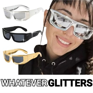 แว่นตาแนวโรบอทอวกาศสีเงิน เเว่นHiphopสีทอง แว่นกันแดดสีดำ(สิ…