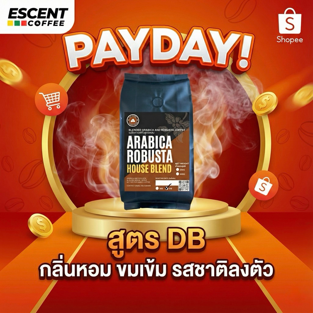 เมล็ดกาแฟสูตรผสมอาราบิก้าโรบัสต้า-คั่วเข้ม สูตร DB 1 กิโลกรัม(500 กรัม จำนวน 2 ถุง) รูปที่ 8