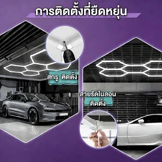 จัดส่ง 24 ชั่วโมง ไฟรังผึ้ง LED หกเหลี่ยม 3 หลุม ติดเพดาน สว่างสูง กันน้ำ ต่อเชื่อมไร้รอยต่อ ใช้ในโรงรถ ล้างรถ